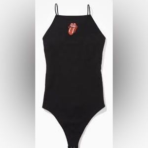 American Eagle Black Rolling Stone Bodysuit